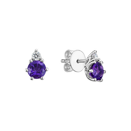 Diamond earrings with Amethyst Lux