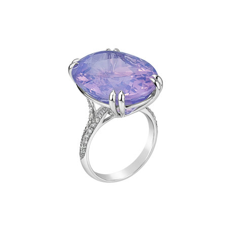 Diamond ring with Amethyst Lavender Dream