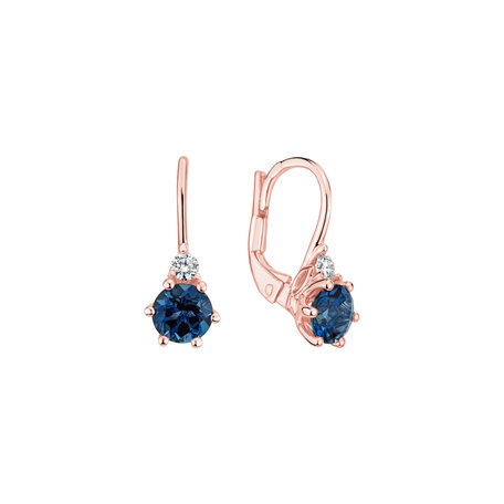 Diamond earrings with Topaz Midnight Serenity