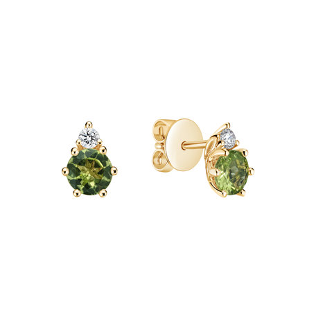 Diamond earrings with Peridote Celestara