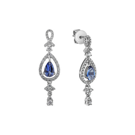 Diamond earrings with Sapphire Sapphire happiness