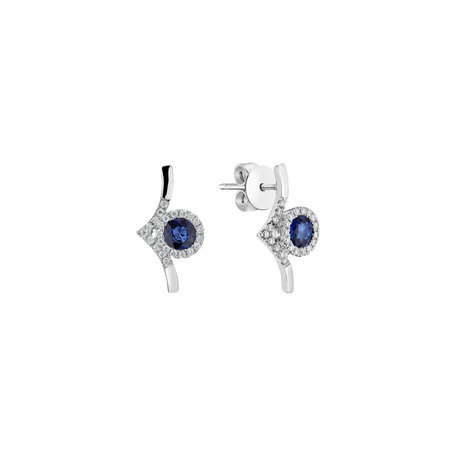 Diamond earrings with Sapphire Darkness in the Light