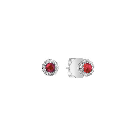 Diamond earrings with Ruby Diamond Princess