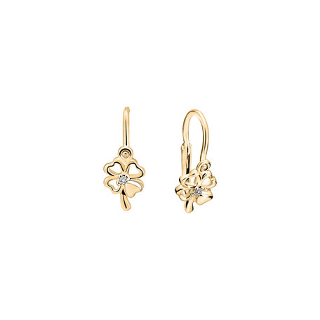 Children's diamond earrings Cloverleaf