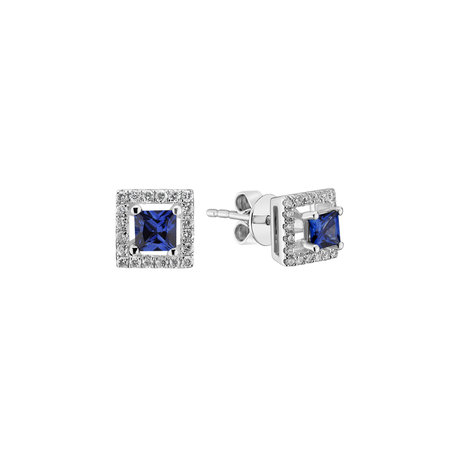 Diamond earrings with Sapphire Dark Chocolate