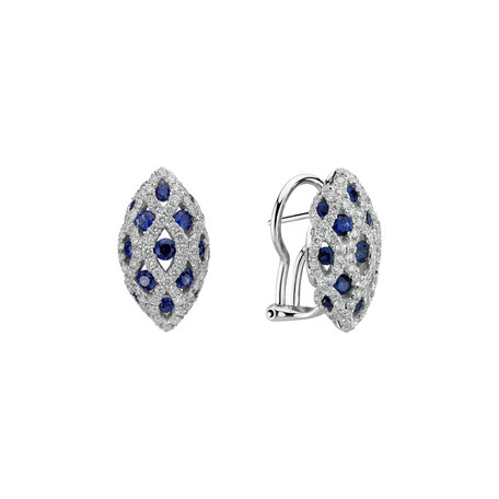 Diamond earrings with Sapphire Dark Blue Catherine