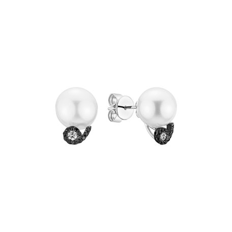 Diamond earrings with Pearl Mariselle