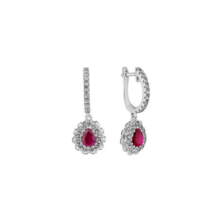 Diamond earrings with Ruby Classic Crimson