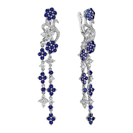 Diamond earrings and Sapphire Moonlight Flowers