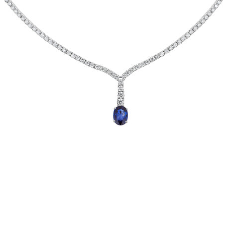 Diamond necklace with Sapphire Blue Grain