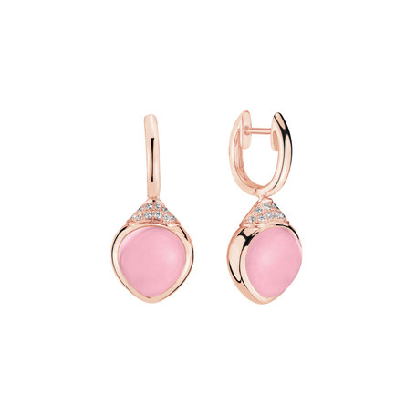 Diamond earrings with Rose Quartz Rosy Blossom