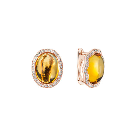 Diamond earrings with Citrine Unwavering Heart