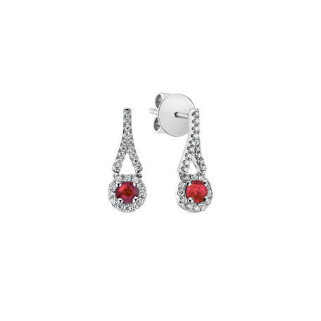 Diamond earrings with Ruby Ruby Tears