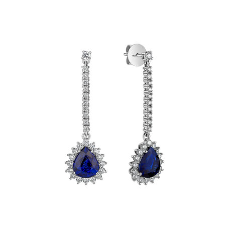 Diamond earrings with Sapphire Royal Sky